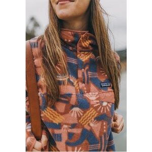 Patagonia Synchilla Snap-T Fleece Pullover Canyon Block Sisu Brown Large EUC